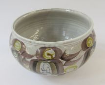 Edgar Campden for Aldermaston Pottery tin glazed terracotta large bowl, the grey ground painted in