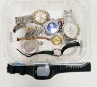 Exactima chronograph Gentleman's wristwatch, the blue dial with baton hour markers, two subsidiary