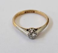 18ct gold and diamond solitaire ring, the diamond in illusion setting  Condition Report 2.2 grams