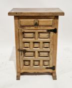 Mid-century Spanish cherrywood side cabinet having moulded geometric carving throughout,
