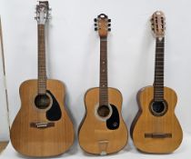 Three acoustic guitars including Yamaha F-130, BM Classic and a Kay (3)