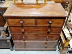 19th century mahogany chest, the rectangular top over two short and three long graduated