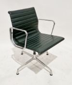 After Charles and Ray Eames for Vitra, EA117 swivel elbow chair, with green ribbed leather