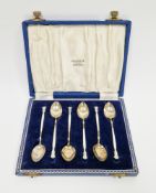 Set of six 20th century silver and enamel coffee spoons, Birmingham assay, maker Henry Clifford