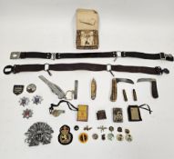 Mixed lot of collectables including lighters, whistle dated 1915, J H Thompson military pen knife