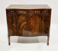 Early 20th century reproduction mahogany serpentine-fronted side cabinet with three short drawers