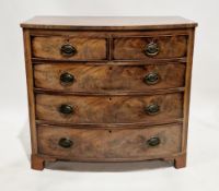 Early 19th century mahogany bowfront chest comprising two short and three long graduated