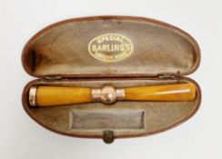 9ct gold mounted amber cheroot holder hallmarked possibly London 1857, in special Barling's London