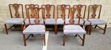Set of eight mahogany dining chairs in the George III manner (including two carvers) having