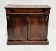 Victorian mahogany chiffoniere base, the top with rounded front corners over a cushion drawer and