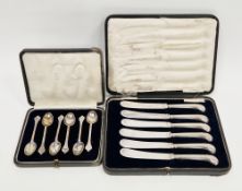 Set of six cased George V silver coffee spoons, Sheffield 1916, Thomas Bradbury & Sons,