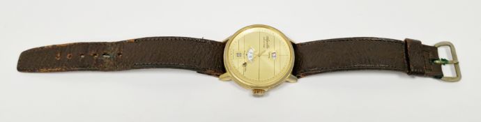 Apollo Instantime wristwatch, the gilt dial with separate hours, minutes and date aperture