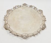 George II silver salver, London 1756, James Morrison, of circular form with scalloped and shell