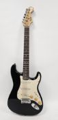 Fender Squire Bullet Strata electric guitar, serial number COB 090643327, with black body and