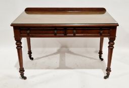 Victorian mahogany side table, the rectanglar top with back rail, ogee moulded edge and later