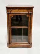 Victorian burr walnut and cross-banded music cabinet, the top with canted front corners over a
