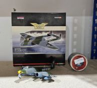 Corgi the Aviation Archive AA37302 De Haviland Vampire FB.9 in box, a Corgi Meteor, unboxed and a