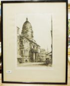 Engraving depicting a view of The Old College University, Edinburgh, signed indistinctly and a print