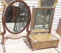 Mahogany dressing table mirror over two long drawers and another dressing table mirror (2)