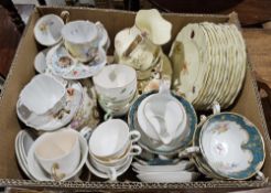 Selection of continental porcelain including cabinet cups and saucers etc., a cauldron part tea
