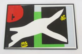 Three mixed media abstract scenes, framed and glazed, 38cm x 59cm (3)