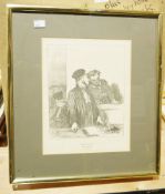 Series of Honore Daumier courtroom prints and a textile embroidery of a country house (7)