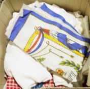 Quantity of table linen including floral embroidered examples, etc (1 box)