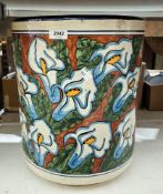 A large painted terracotta planter