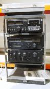 JVC stacking system including a turntable JL-A20 with stereo cassette deck, tuner and amp on stand