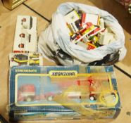 Selection of toys including Lego System set 623 car and trailer, Matchbox Superkings lorry and trail
