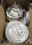 Quantity of Johnson Bros Indian Tree pattern to include teapot, serving dishes, plates, cups, etc