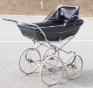 Vintage Marmet coach built pram in royal blue livery