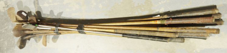 Small quantity of golf clubs, mostly early 20th century including a wooden shafted Victor Model C1