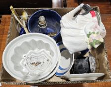 Small selection of James Green and nephew imari style plates, vintage phone, carved wooden box