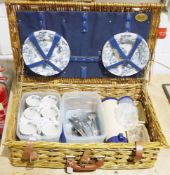 Harrods by Optima picnic hamper containing plates, glasses, etc and a quantity of folded maps