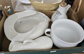 A Royal Winton pottery bed pan, a 'Dr Nielson's Improved Inhaler', a 'Perfection' bed & douche pan