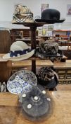 Selection of ladies' hats including a Burberry deerstalker style hat and others (1 box).