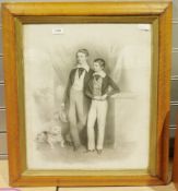 Portrait of Lord Arthur and Odo Russell by Josef Kriehuber print, framed and glazed