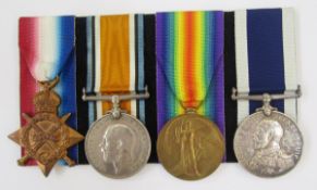 WWI 1915 Star, War Medal, Victory Medal, and Royal Navy Long Service and Good Conduct Medal