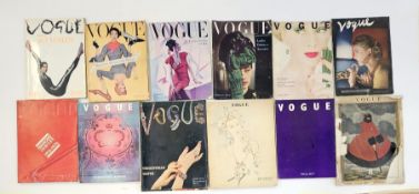 Vintage Vogue magazines to include late October issue 1916, the decorated limp cover is with loss