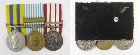 Queen Korea Medal, United Nations Medal for Korea and Naval General Service Medal with Cyprus clasp,