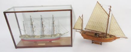 Painted wooden model four-masted sailing vessel 'Archibald Russell' in glazed and stained wood