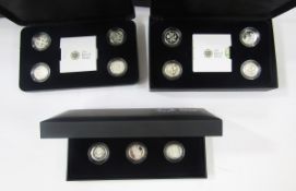 The Royal Mint Icons of a Nation floral 2013 UK £1 proof coin set, 2004 silver £1 coins, the 30th