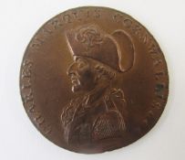 18th Century Suffolk Penny: Obverse, bust left in a cocked hat inscription ‘CHARLES MARQUIS