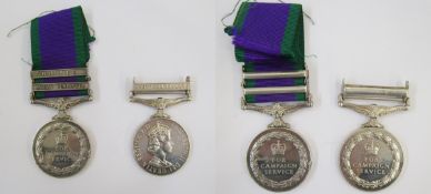 Two General Service Medals with Northern Ireland, Borneo and Malay Peninsula clasps, named to 