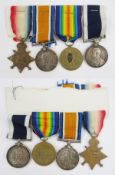 WWI 1915 Star, War Medal, Victory Medal, and Royal Navy Long Service and Good Conduct Medal, awarded