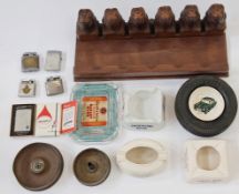 Carved wooden monkey pipe stand having six monkey heads, 36.5cm x 17cm, collection of Zippo and