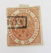 Stamp of Italy: Used Kingdom of Naples 1858 first printing 50 grana rose, SG 7A, cat £4,000, with
