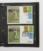 GB stamps: Official 1973 TCCB County Cricket Centenary first day covers in black folder with