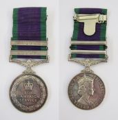 General Service Medal with two clasps, Radfan and Borneo, named to 